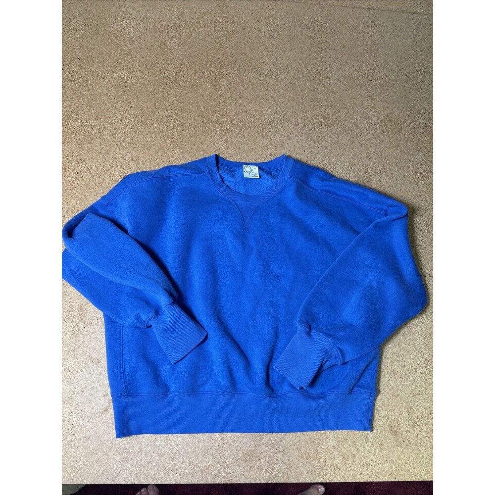 Offline By Aerie Cloud Fleece Crewneck Pullover Thumb Holes Blue Size Medium E3